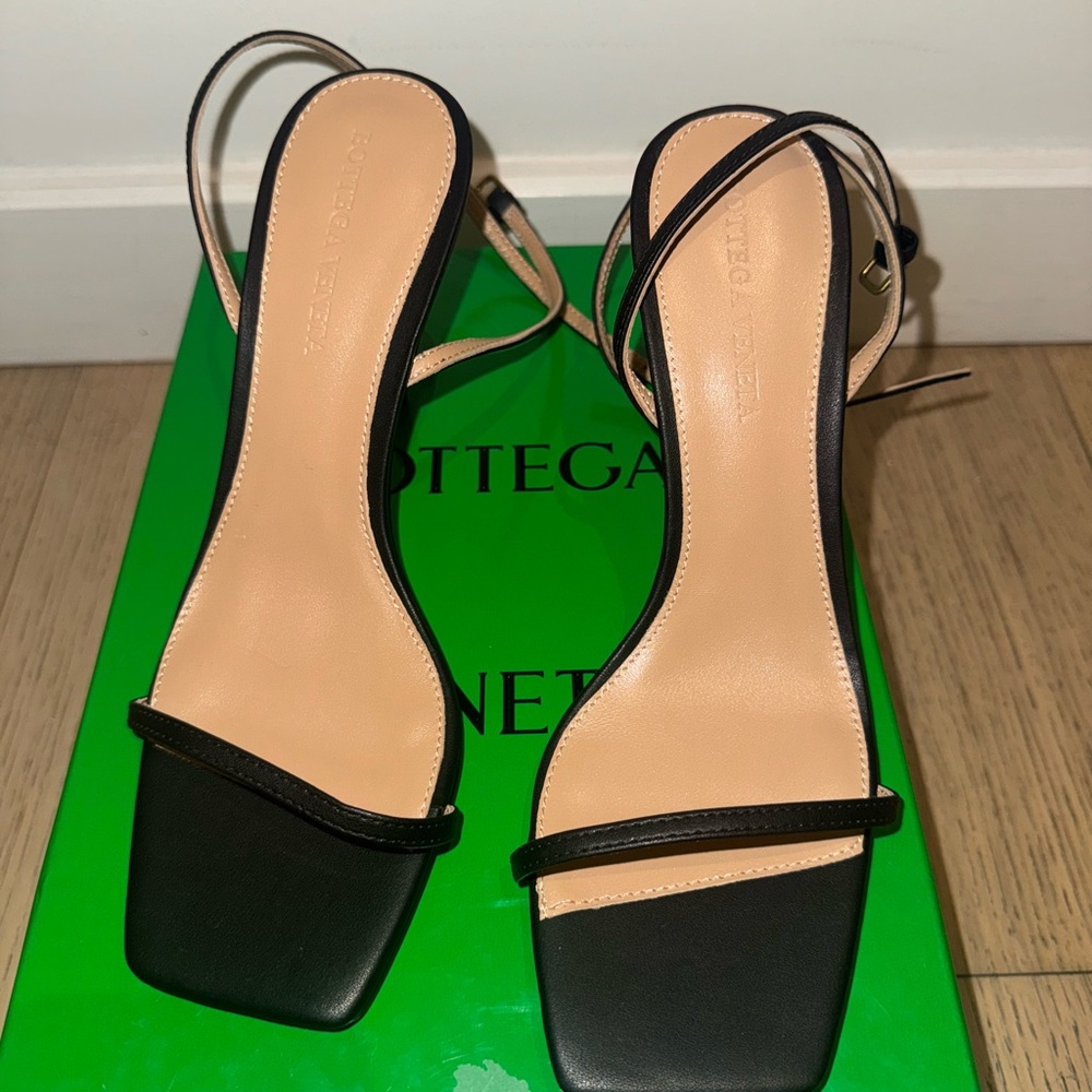 Bottega Veneta Black Strappy Heels
